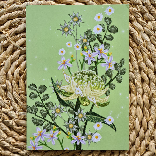 FLORAL GREETING CARD - CHARTREUSE