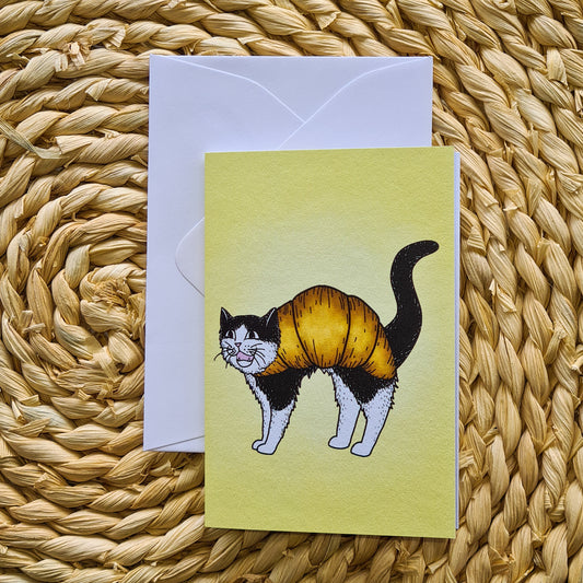 CROISSANT CAT GREETING CARD - HAPPY CAT